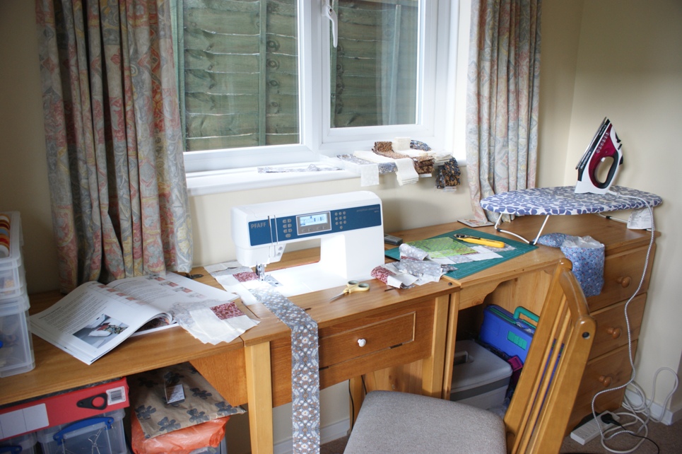 My sewing corner in a part of our living room - thank goodness for a patient, understanding family!