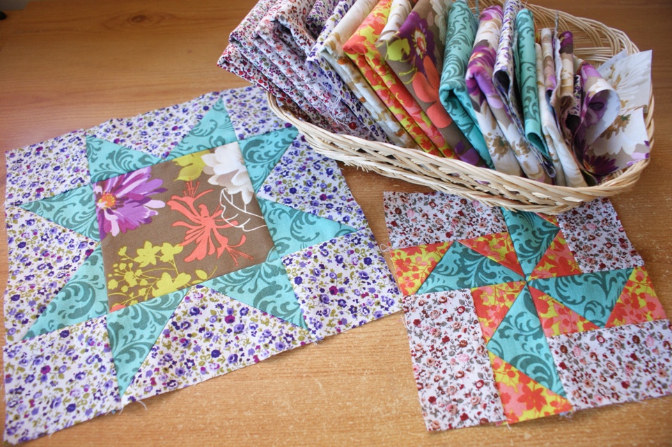 The fat quarters and the first two blocks.