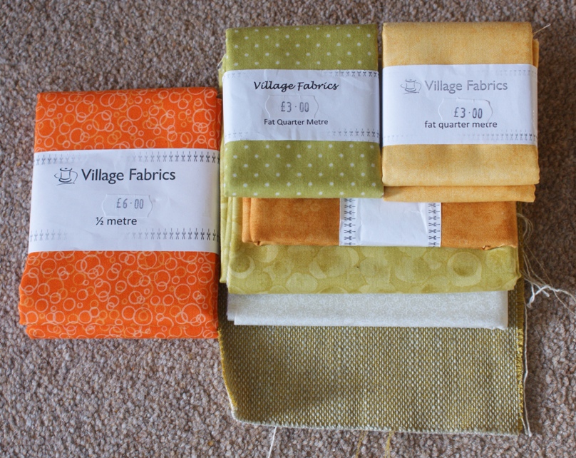 Purchase 1: My Aunt has asked for a couple of crazy patchwork cushion covers to match the fabric swatch from her new suite. My cousin suggested a burst of orange to lift the colour scheme...