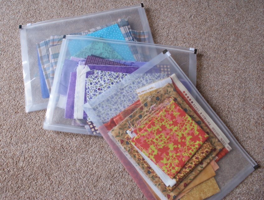 I bought seven of these files from ASDA at 55p each and have sorted the fabric scraps by colour.
