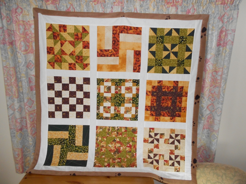 The sampler quilt I made at the beginners classes.