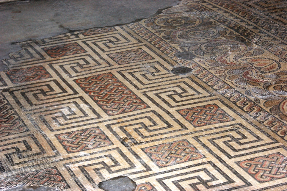 A mosaic floor at Chedworth Roman Villa