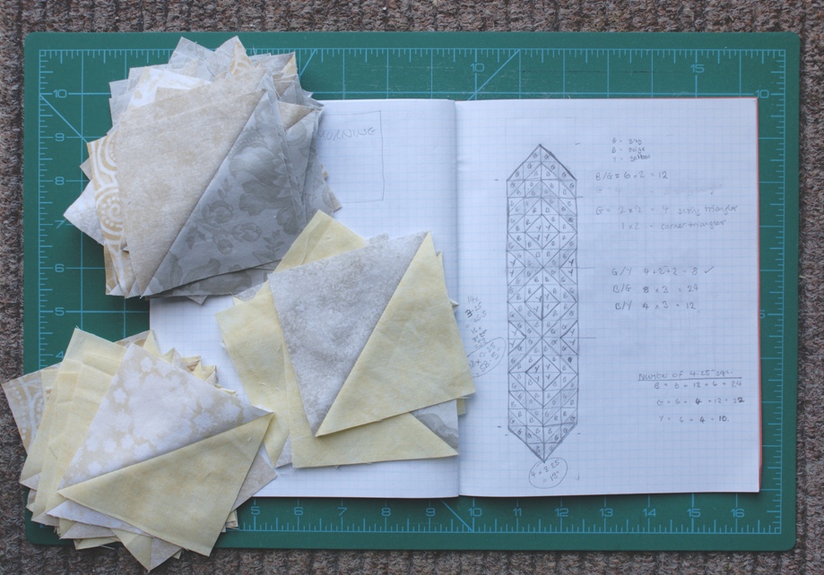 A half-square triangle table runner pattern - colours chosen by my Aunt.