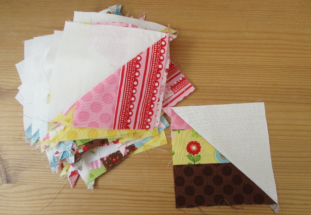 Candy Heart half square triangles