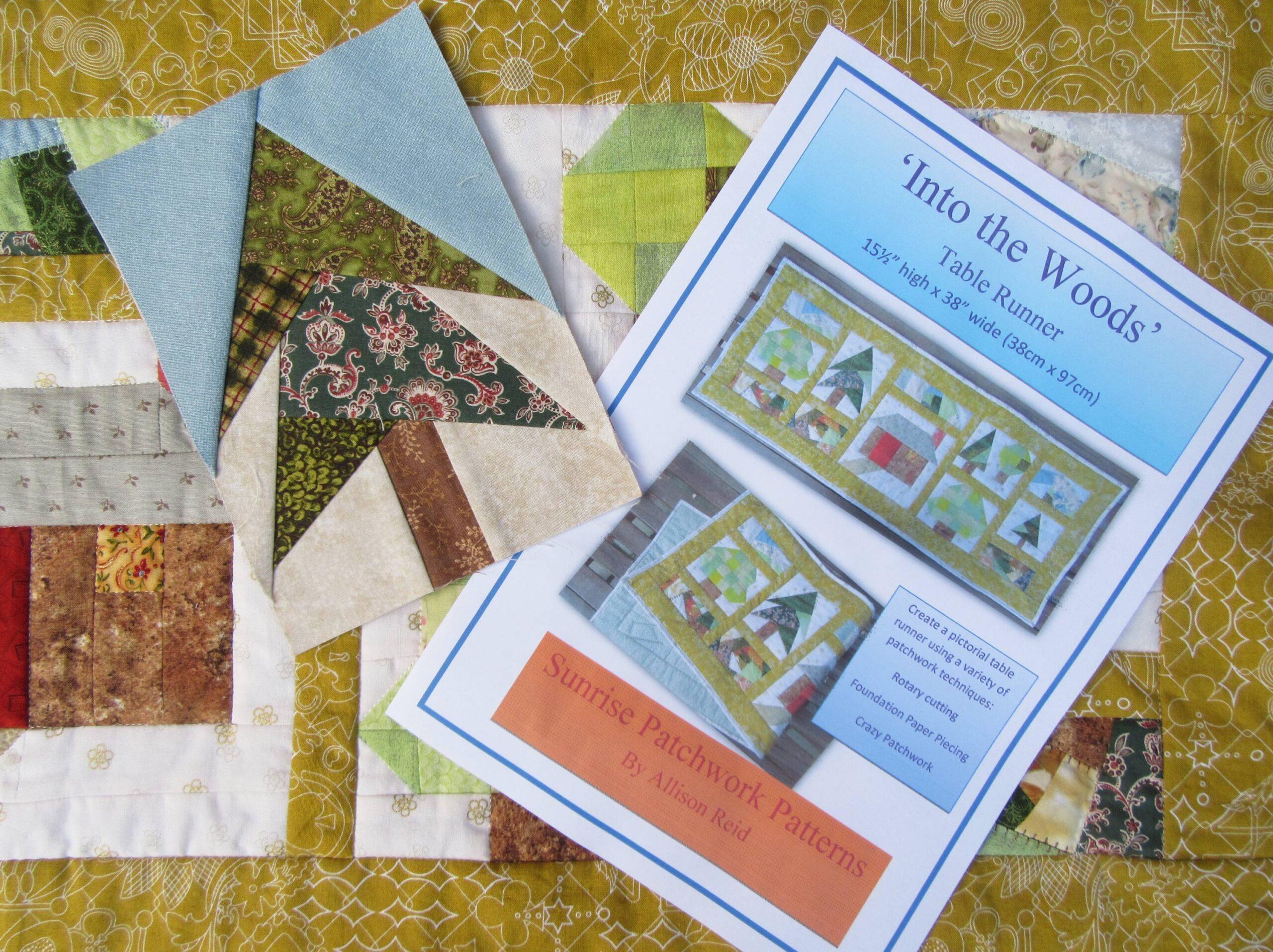 Into The Woods pattern cover and runner by Allison Reid