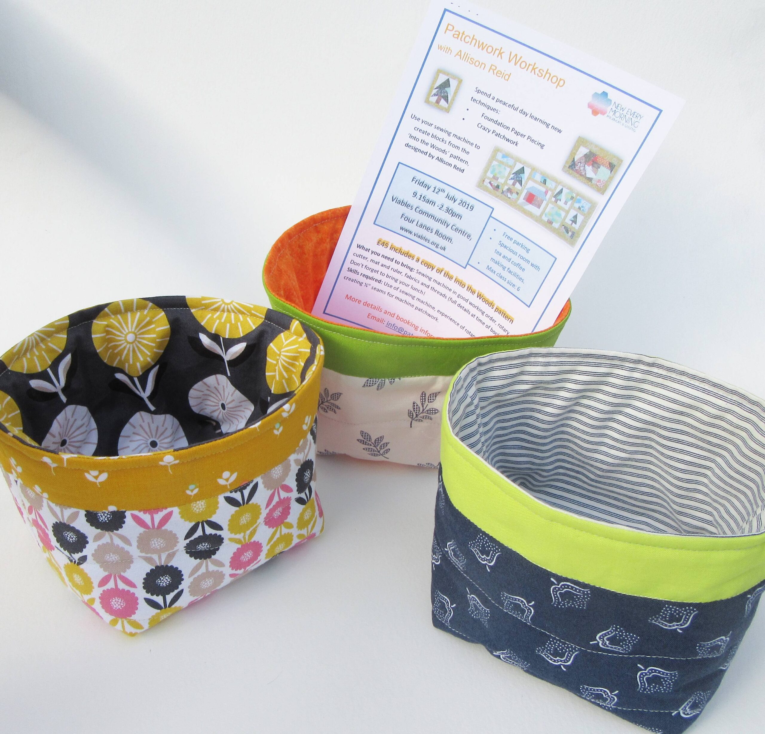 Into the Woods fabric baskets by Allison Reid