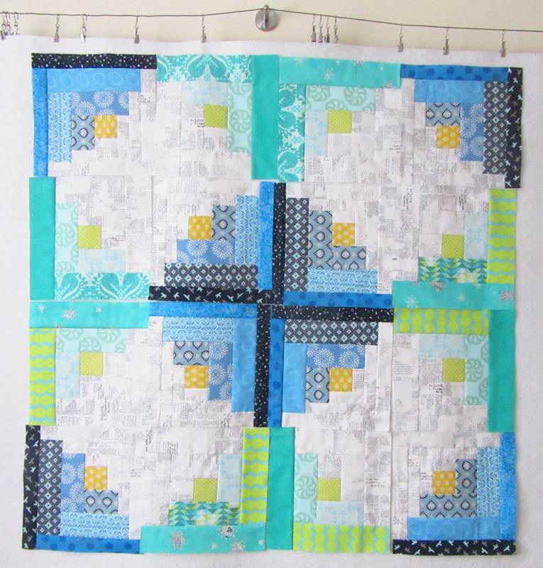 Log Cabin modern blocks on design wall (2) by Allison Reid
