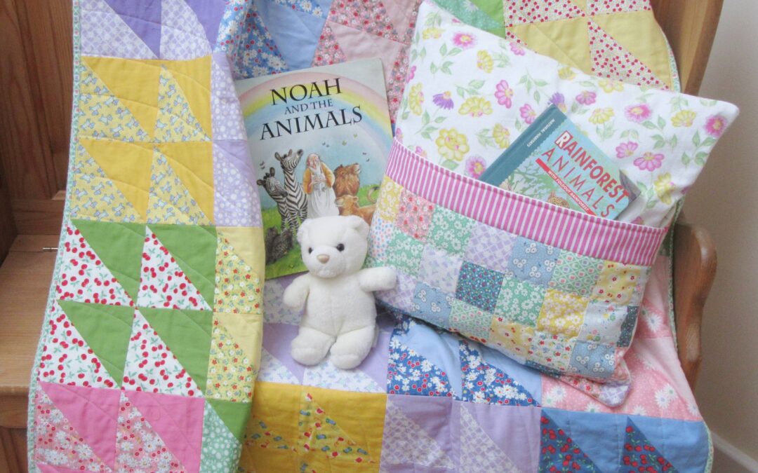 A finished book pillow and an old project revived