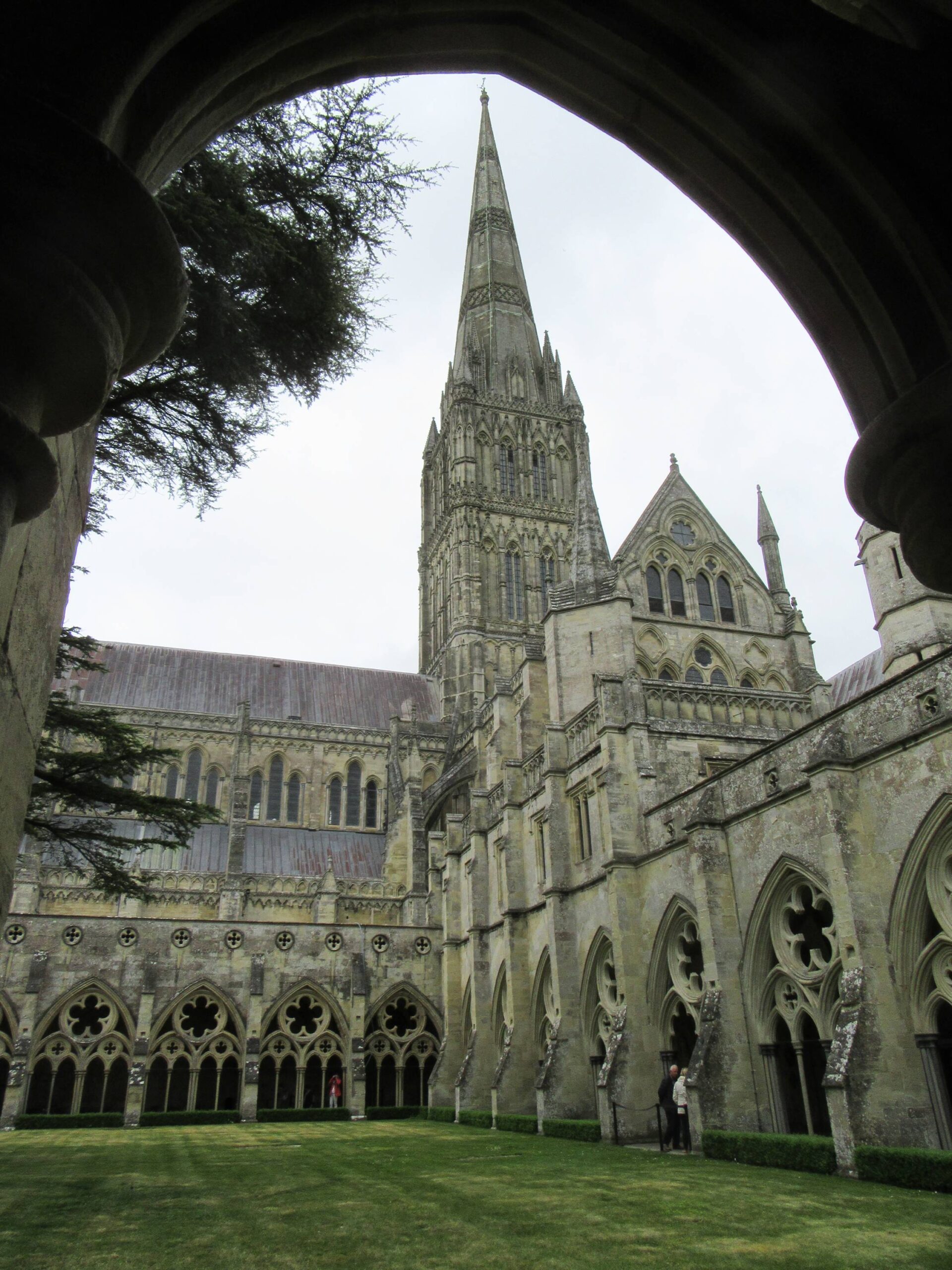 Salisbury Cathedral spire from the cloisters by Allison Reid