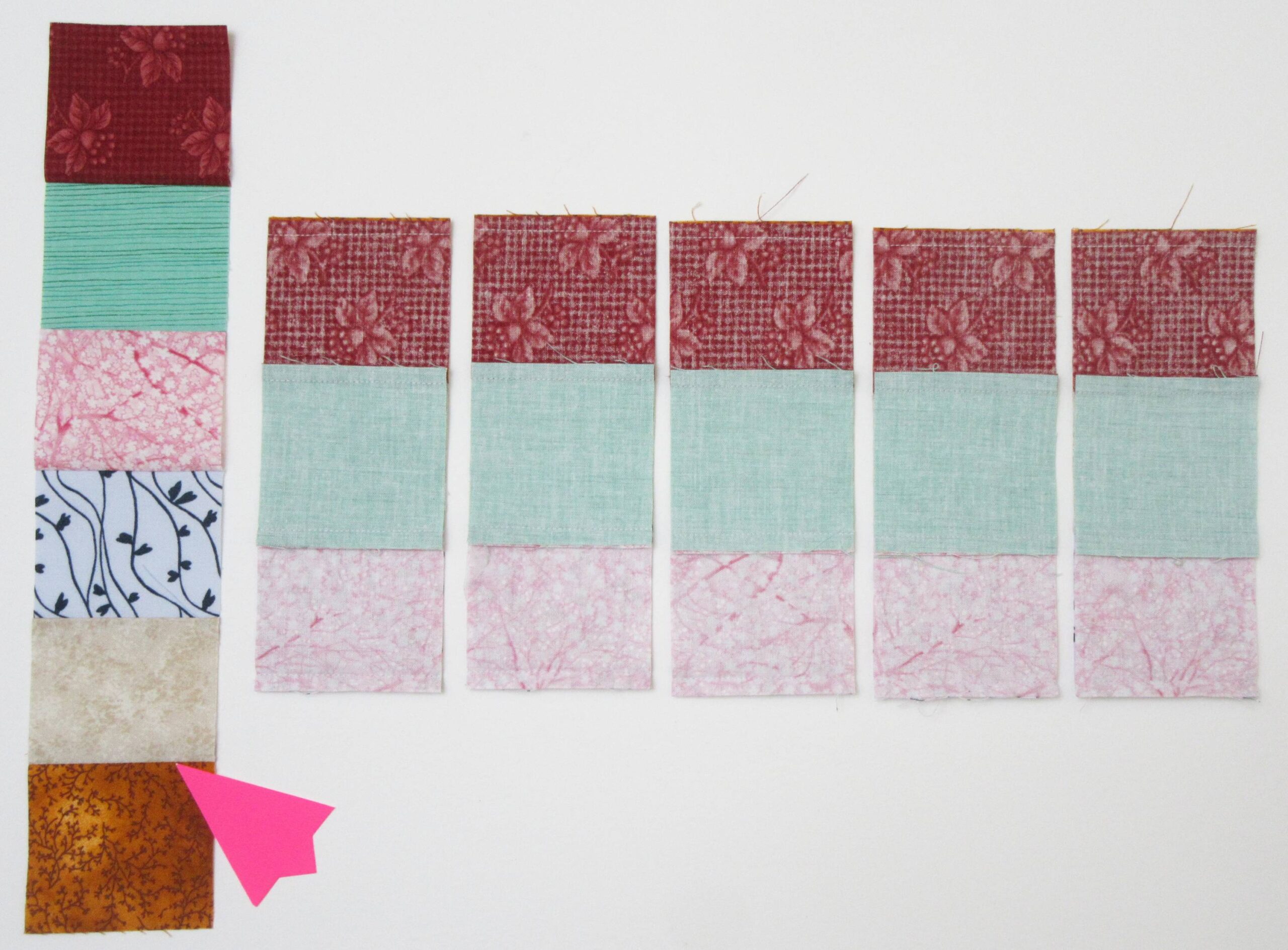 Trip Around the World Block second seam by Allison Reid