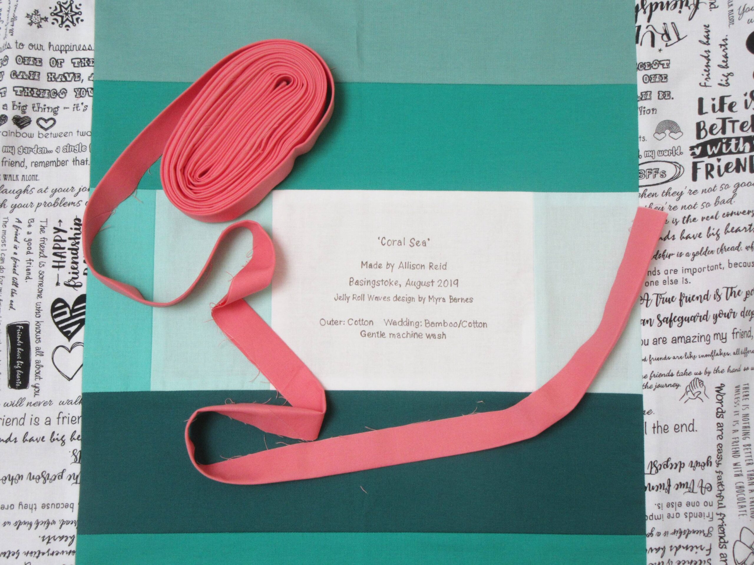 Jelly Roll Waves label and binding by Allison Reid