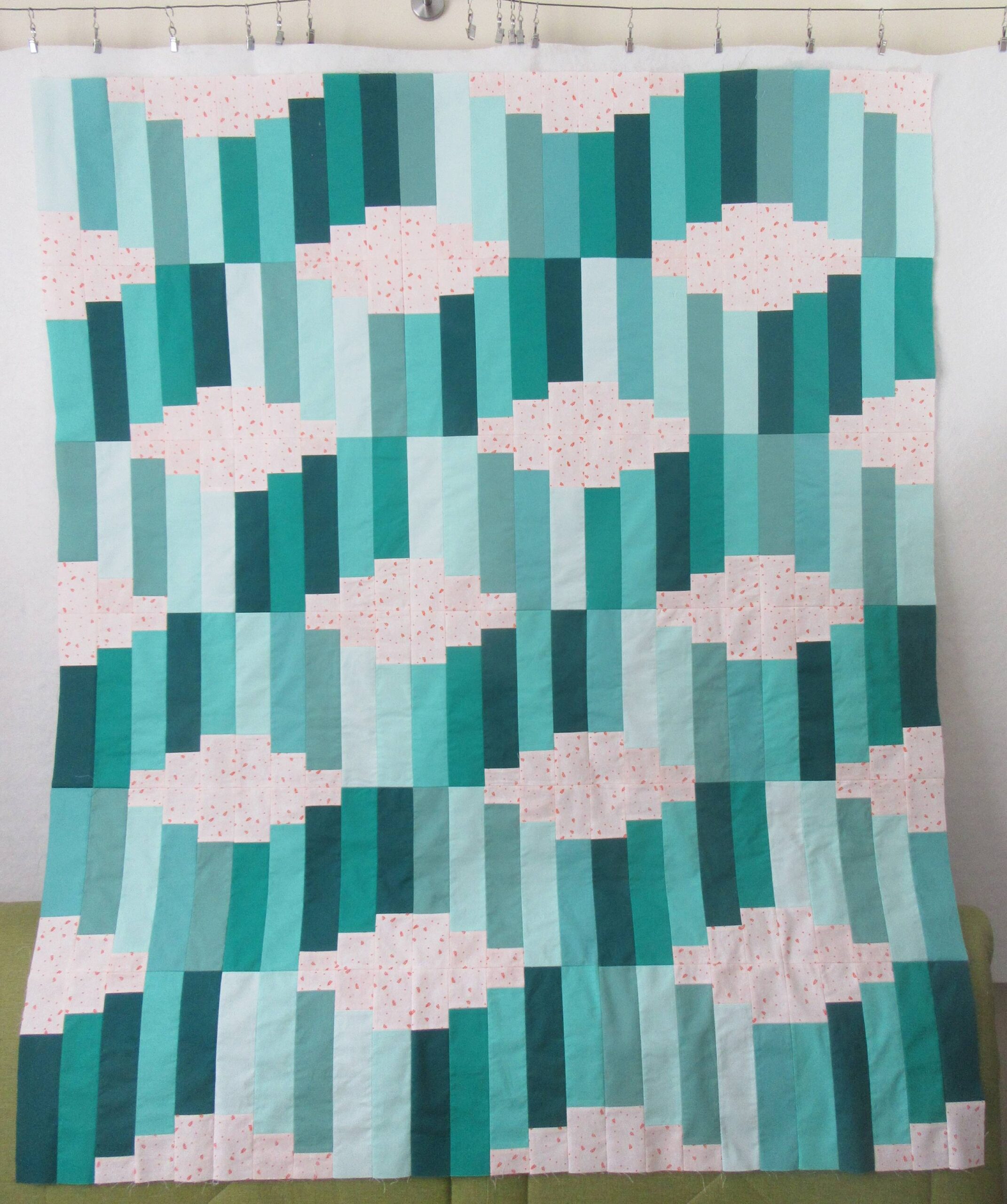 Jelly Roll Waves pieced top by Allison Reid