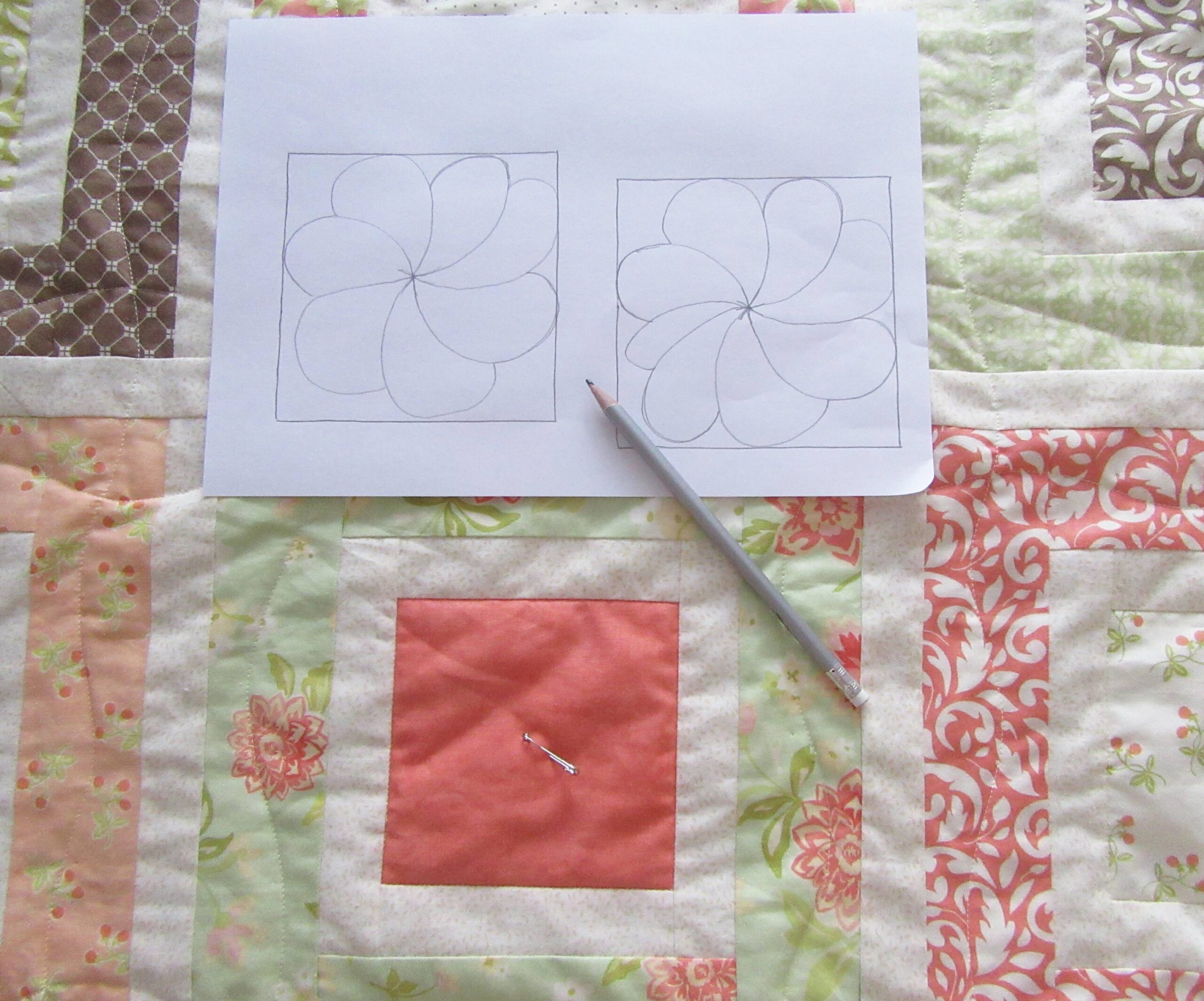 Square in a Square 2 drawing feather swirls by Allison Reid