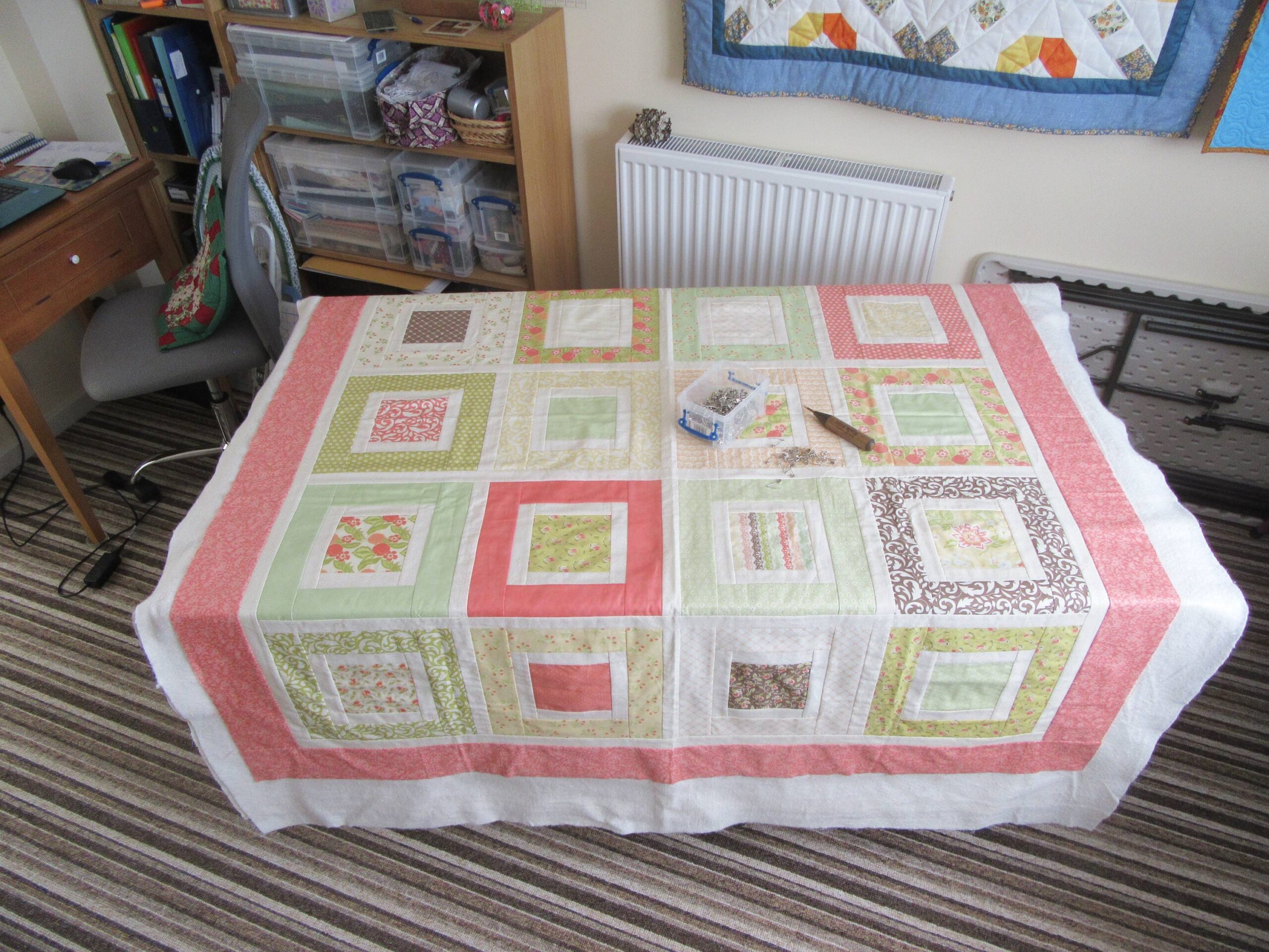 Square in a Square quilt ready for basting by Allison Reid
